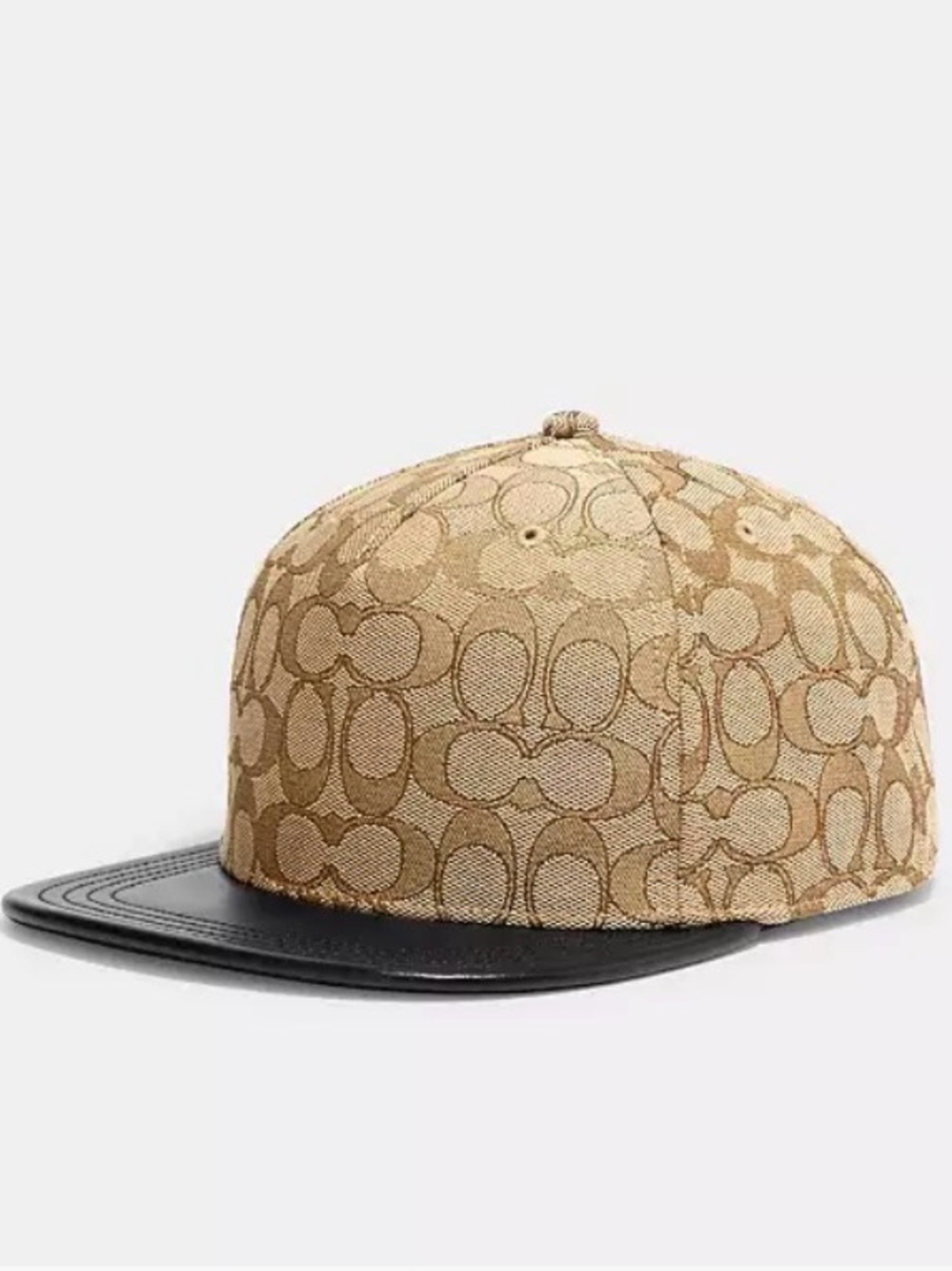 Coach Menβs Signature Canvas Cap in Tan with Black Brim